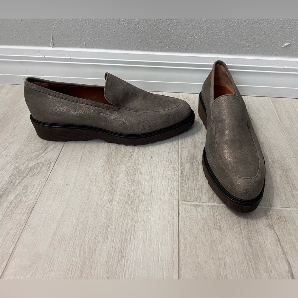 AQUATALIA Kelsey Metallic Platform Leather Loafers Size 10 NEW!